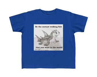 Prehistoric Fish Crawling on Land, Kid's Fine Jersey Tee