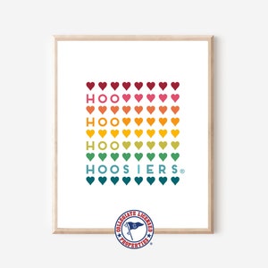 Hoo Hoo Hoosiers Rainbow Hearts Print | Indiana University Art