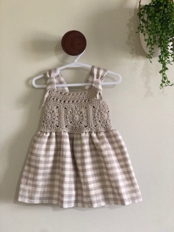 Kora Girl's Dress, Linen, Cotton, Crochet - Etsy
