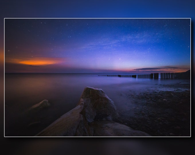 Before Dawn - Astrophotography Photo Art - Beach Seascape - Unframed Print