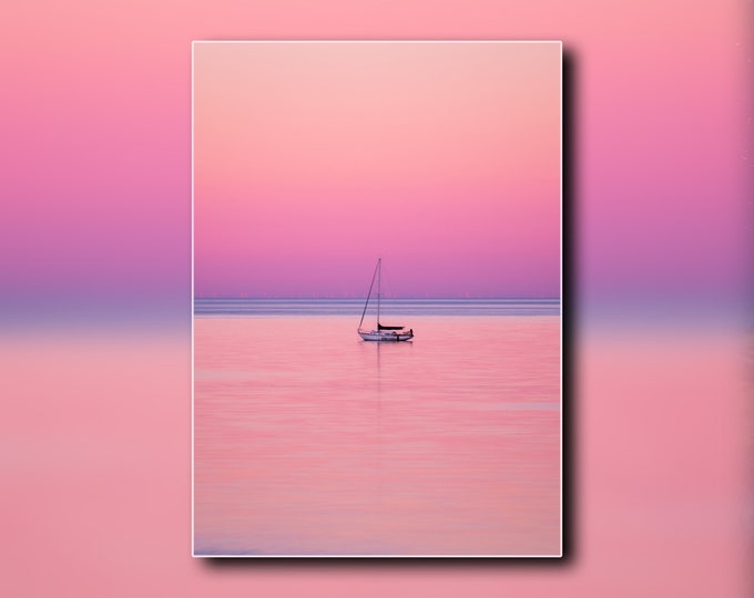 Candy Floss Twilight - Sunset Photo Art - Boat Seascape - Unframed Print