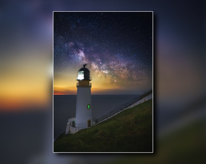 Maughold Lighthouse - Astrophotography Photo Art - Milky Way - Unframed Print