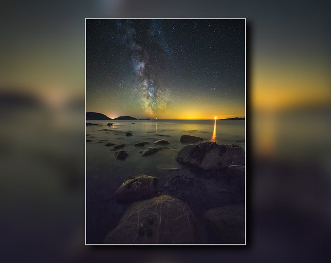 Niarbyl Moonset - Astrophotography Photo Art - Milky Way - Unframed Print