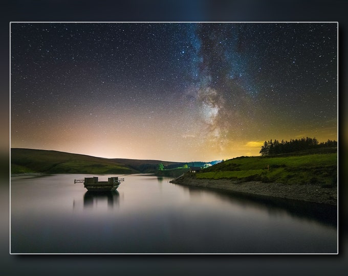 Sulby Reservoir - Astrophotography Photo Art - Milky Way - Unframed Print