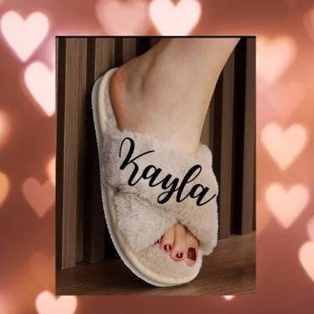 Custom Name Faux Fur Fluffy Women Slippers Etsy UK