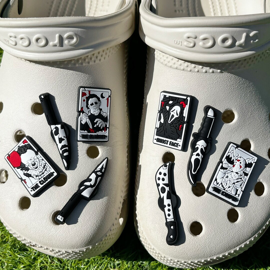 Horror Character Croc Charms, Ghostface Croc Charms, Horror Cards