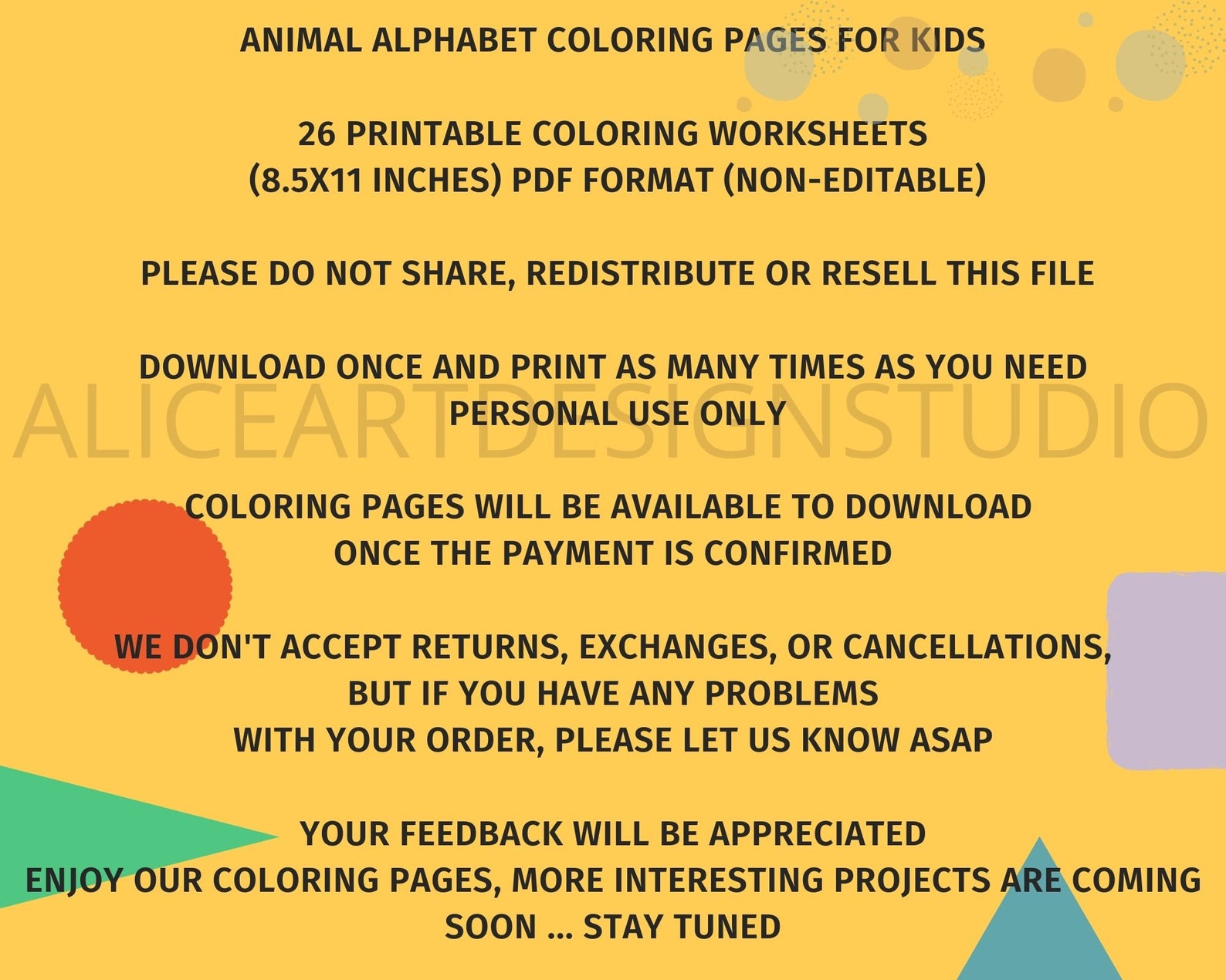 Printable Animal Alphabet Coloring Pages For Kids Etsy