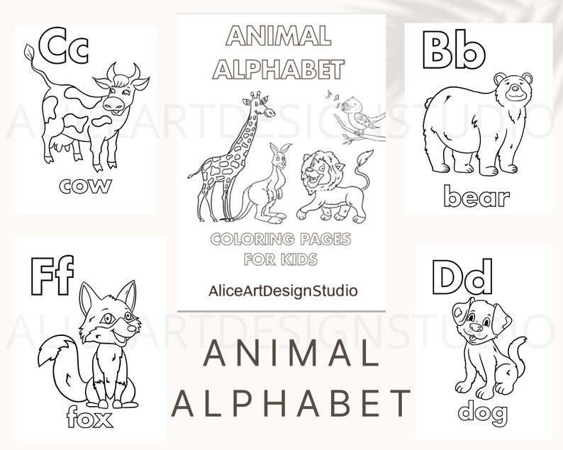 10 Animal Alphabet Coloring Pages for Kids to Learn and Have Fun