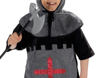 Costume de chevalier pour enfants, ensemble tunique de chevalier avec casquette en maille argentée, chevalier argenté, habillage de jeu de simulation, habillage pour enfants, chevalier Funkyfest Boutique