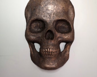 Large Human Skull wall sculpture in Bronze - 3d wall art