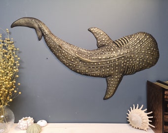 Whale Shark Wall Sculpture in Brass