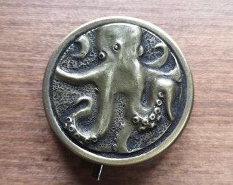 Octopus pill box - vintage style pill box - antique brass