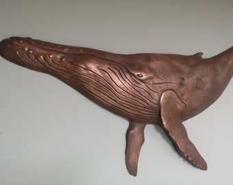 Humpback Whale Wall Sculpture in Copper