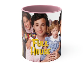 1990s Full House theme Accent Coffee Mug, 11oz Uncle Jesse, DJ, Stephanie, Michelle, Danny, Joey