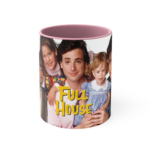 1990s Full House theme Accent Coffee Mug, 11oz Uncle Jesse, DJ, Stephanie, Michelle, Danny, Joey