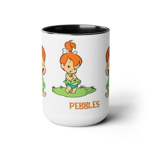 Pebbles Flintstone The flintstones the flinstones Fred Barney Betty Wilma Dino Bam Bam Bedrock Two-Tone Coffee Mugs, 15oz