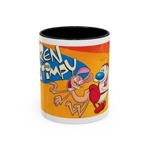 Throwback cartoon favorite Ren and Stimpy Happy happy joy joy Accent Coffee Mug, 11oz