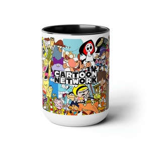 Cartoon Network Throwback Cartoons Canecas de café em dois tons dos anos 1990 e 2000, 15 onças