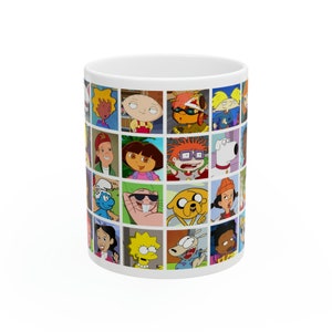 90s Kids gift ideas Ceramic Mug, 11oz Dor Rugrats Doug Hey Arnold Simpsons Family Guy