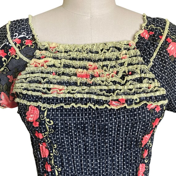 1970s Dress | Vintage 1970s Pink Floral Smocked P… - image 4