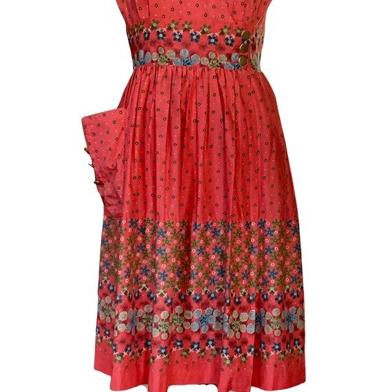 1950s Dress | Vintage 50s Hot Coral Pink Floral C… - image 5