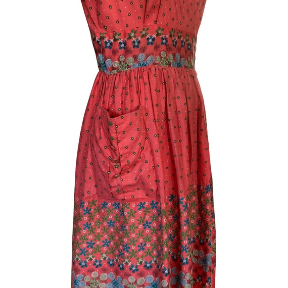 1950s Dress | Vintage 50s Hot Coral Pink Floral C… - image 4