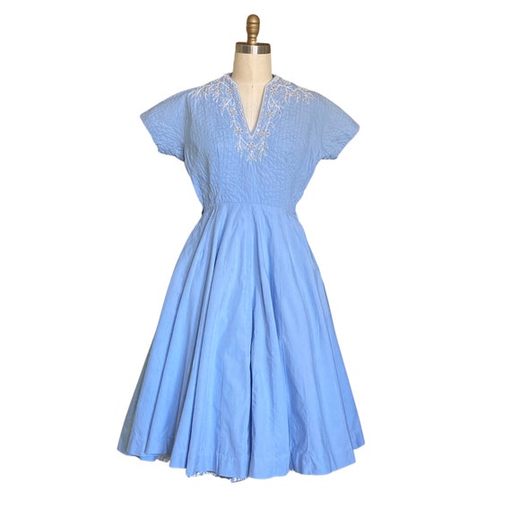 1950s Dress | Vintage 1950s Light Blue Pearls & R… - image 1