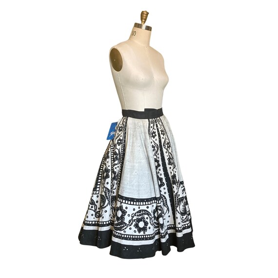 1950s Skirt | Vintage 1950s Black & Off White Pai… - image 4