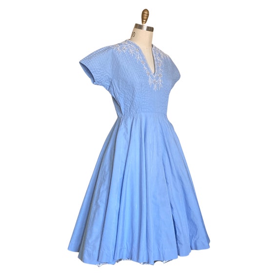 1950s Dress | Vintage 1950s Light Blue Pearls & R… - image 2