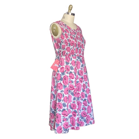 1950s Dress | Vintage 50s Hot Pink Floral Rhinest… - image 2