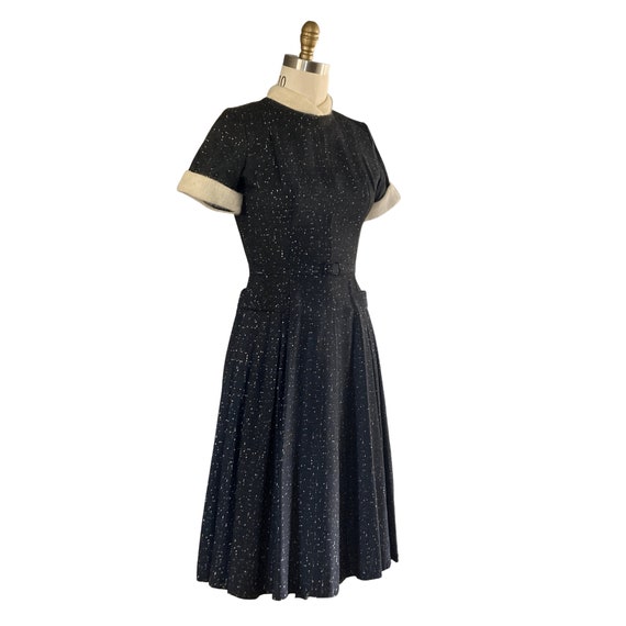 1950s Black Dress | Vintage 50s Splattered Polish… - image 2