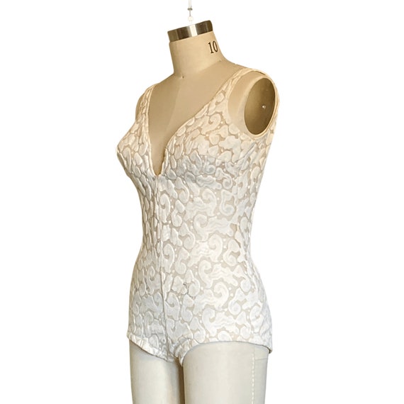 1960s Swimsuit | Vintage 1960s Sheer Beige Design… - image 3