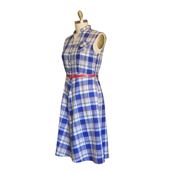1940s Dress | Vintage 1940s Blue Plaid Cotton Day… - image 2