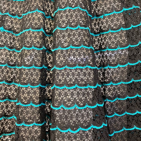 1950s Circle Skirt- Vintage 50s Black & Turquoise… - image 5