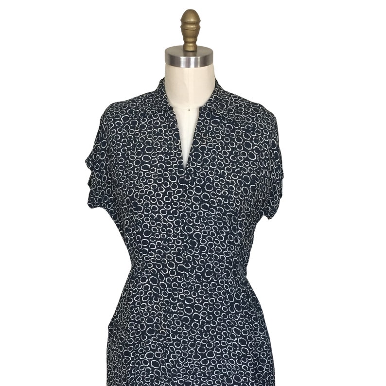 1940s Vintage Black Rayon Dress