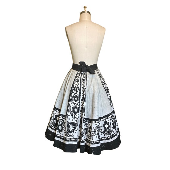 1950s Skirt | Vintage 1950s Black & Off White Pai… - image 6