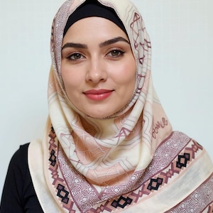 Sofia Hijab – Geometric Elegance - Soft & Breathable Printed Scarf | Ramdan Hijab