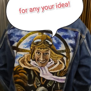 Custom painted jeans jacket for your IDEAS, original art jacket , Commission Painting From Photo, manga denim art