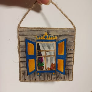 Zestaw 4 drewnianych akrylowych miniatur kolorowych okien w stylu vintage, oryginalne miniaturowe anioły, obrazki z prezentami dla dzieci, rodziny, na Walentynki