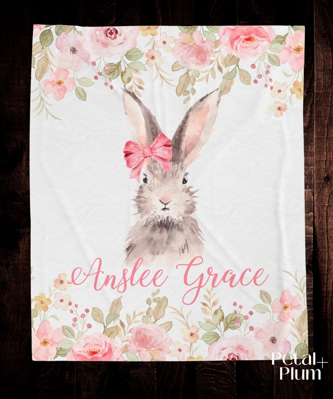Personalized Baby Blanket - 30"x40" Soft Floral Deer Design, Custom Name, Minky & Fleece - View #13