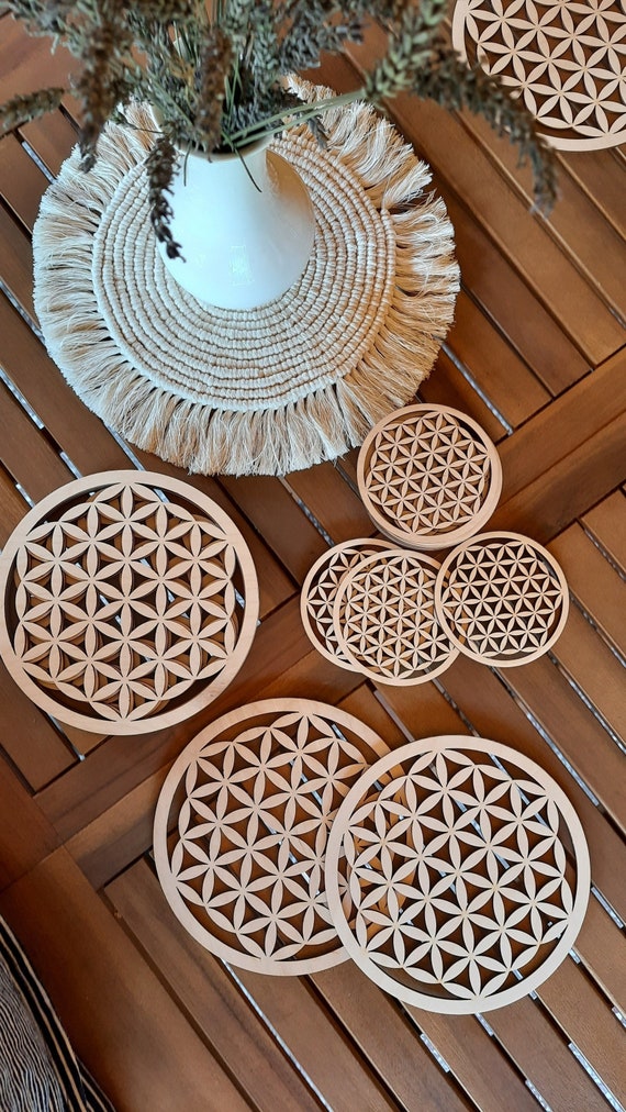 Wooden Coasters Flower of Life Etsy