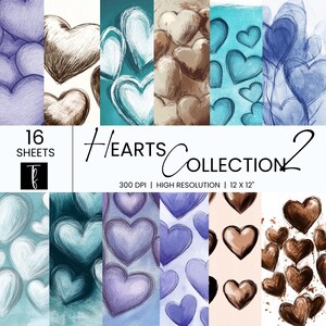 Heart Printable Paper Pack 3D Hearts Digital Paper Prints Digital Paper Instant Download