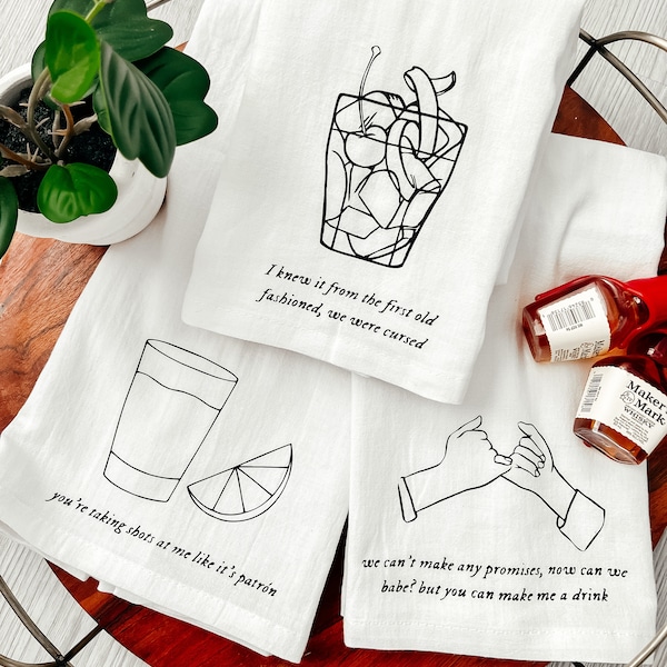 You Can Make Me a Drink Bar Cart Kitchen Towels