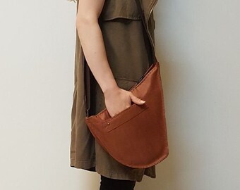 Handmade Real Leather Small Bag. For Cross body, Shoulder. Custom Christmas Gift. Street Style. Daily Purse With Zipper Pocket. For Her