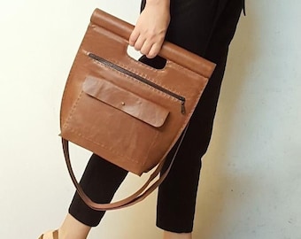 Convertible 4 in 1 Design Leather Women Bag. Cross, Shoulder, Backpack. For Work, Office, College Purse. Her Custom Valentine's Day Gift.