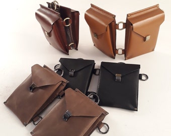 10 in 1 Convertible Dual Leather Bag. Double Holster Design Twin Purse. For men Custom Valentine's Day Gift. Crossbody Hip Shoulder. For Him