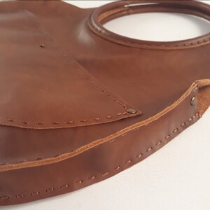 Large Round Real Leather Handmade Design Bag. For Work, Daily XXL Women Slouchy Shoulder, Hand Tote. Personalized Valentine Day Gift To Her. image 4