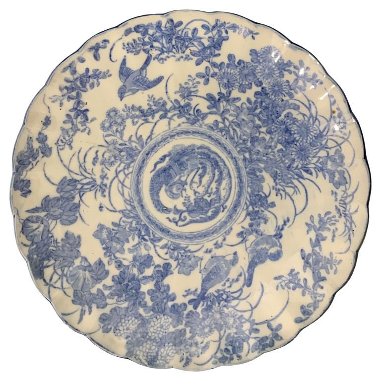 Assiette Chinoise Inspirée de La Famille Bleue Milieu Du 19Ème Siècle