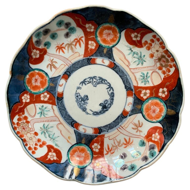Assiette en Porcelaine de Chine Imari 19Ème Siècle