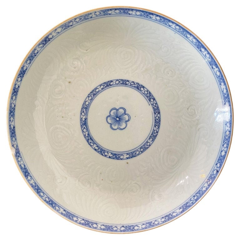 Assiette Chinoise Inspirée de La Famille Bleue Compagnie Des Indes, Milieu Du Xixe Siècle